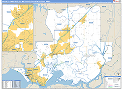 Vallejo-Fairfield Metro Area Wall Map Basic Style 2026